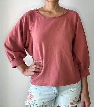 Marine Layer 100% Cotton Orange Puff Sleeve Raglan Sweatshirt Size L